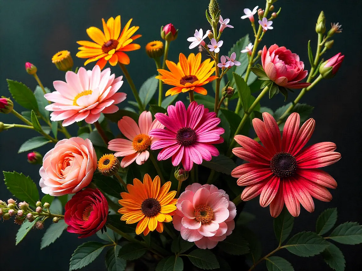 Expertly arranged flower zone with diverse plant species